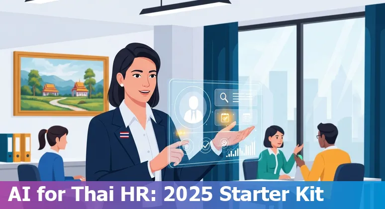 HR professional using AI tools in an office in Thailand, illustrating AI in HR in Thailand 2025