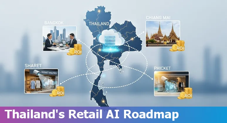 Thai retail store with AI analytics overlay and data dashboards, Thailand 2025