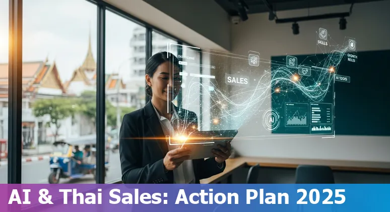 Sales professional using AI tools in a Bangkok office, Thailand, showing AI and sales jobs in 2025