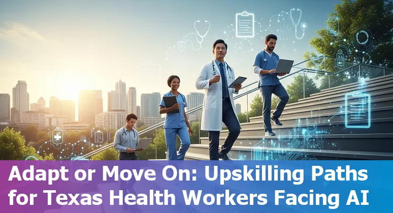 Healthcare worker, radiology screen and AI overlay, representing jobs at risk from AI in The Woodlands