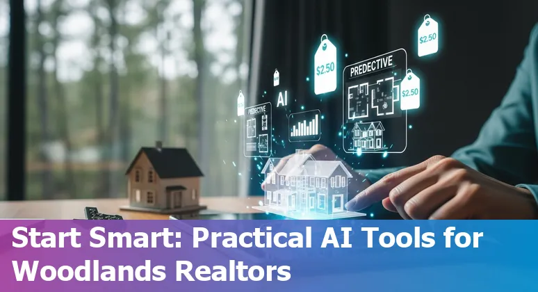 Realtor using AI tools on laptop to showcase The Woodlands, Texas listings in 2025