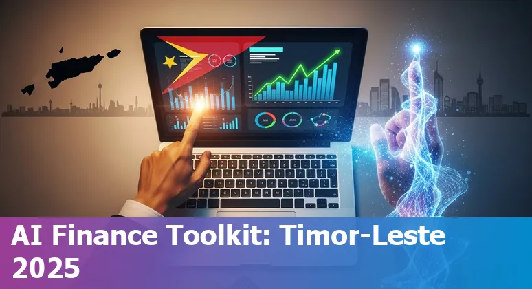 Timor-Leste finance professional using AI tools on a laptop with financial dashboards