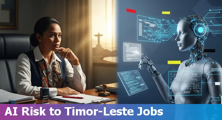 Timor-Leste public servants using AI-assisted tools in an office, symbolising adaptation and reskilling