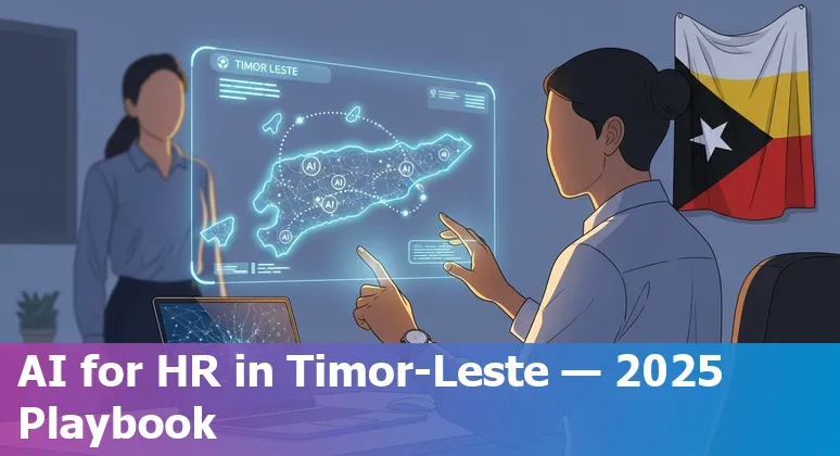 HR professional using an AI dashboard in an office in Timor-Leste, 2025
