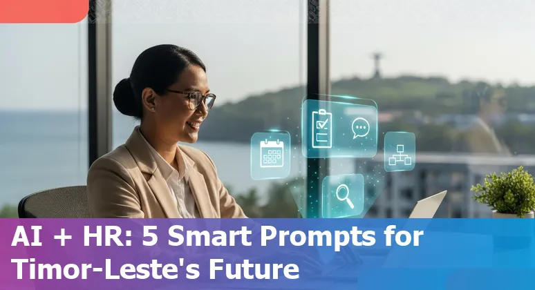 HR professional in Timor-Leste using AI prompts on a laptop with icons for Okta, Torq, Capacity, and LinkedIn