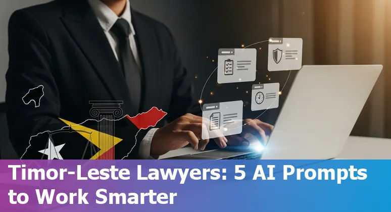 Legal professional using AI on a laptop with a Timor-Leste flag overlay