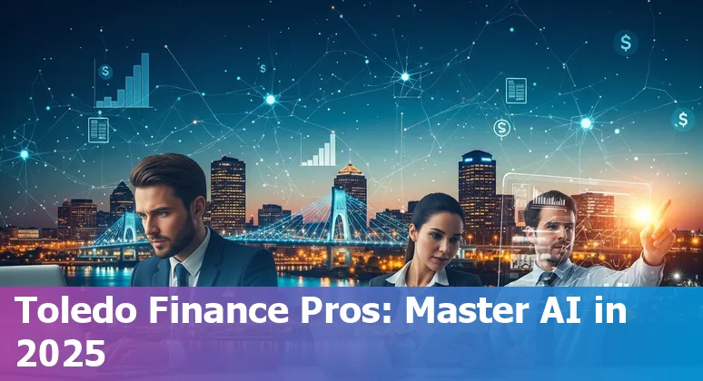 Toledo, Ohio finance professional using AI tools with Toledo skyline in background