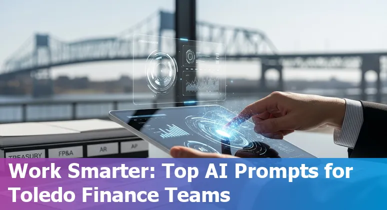 Finance professional in Toledo reviewing AI-generated 13-week cash forecast on a laptop
