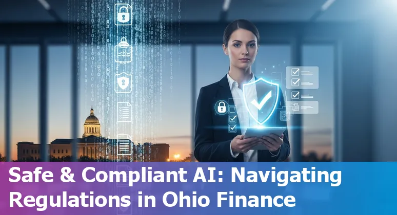 Illustration of AI in Toledo financial services 2025 skyline with Ohio flag, showing fintech, banks and data icons in Toledo, Ohio, US