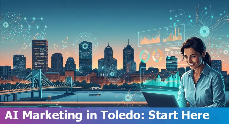 Marketing professional using AI tools in Toledo, Ohio in 2025 — local resources and tech stack visual