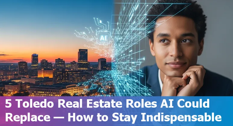 Toledo skyline with icons representing real estate jobs and AI automation