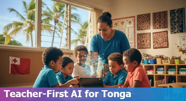Tonga classroom with students and teacher using computers, symbolising AI in education in Tonga 2025