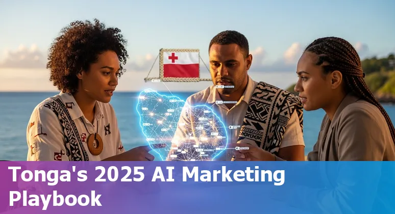 AI marketing tools and Tonga map illustrating AI-driven marketing in Tonga, TO