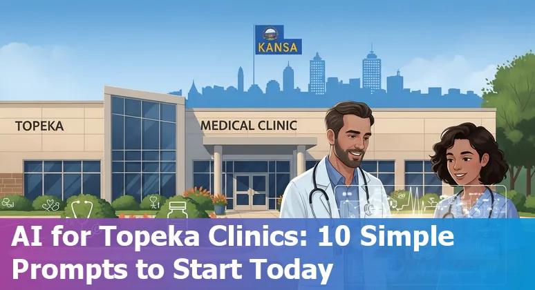 Healthcare professional using AI on a tablet in a Topeka clinic, illustrating AI prompts and use cases.