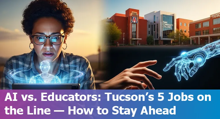 Tucson teachers and administrators discussing AI risks with a laptop showing charts