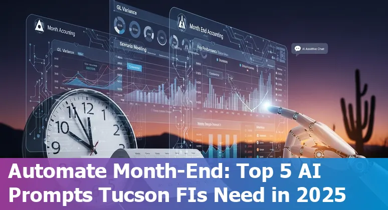 Tucson finance professional using AI prompts on a laptop showing cash flow and AR aging charts
