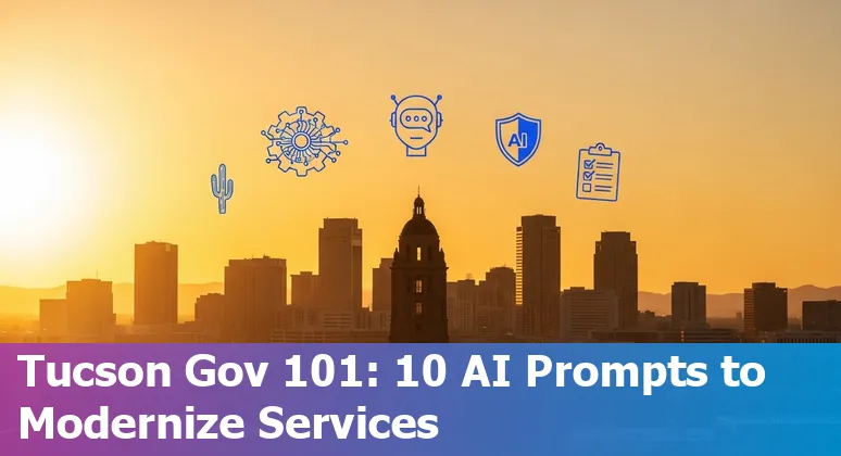 City of Tucson government staff using AI tools on a laptop with a skyline backdrop