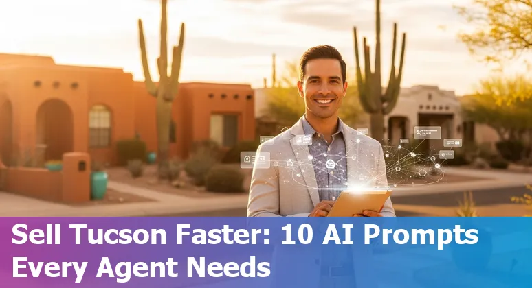Tucson realtor using AI tools on a laptop with Catalina Foothills skyline in background
