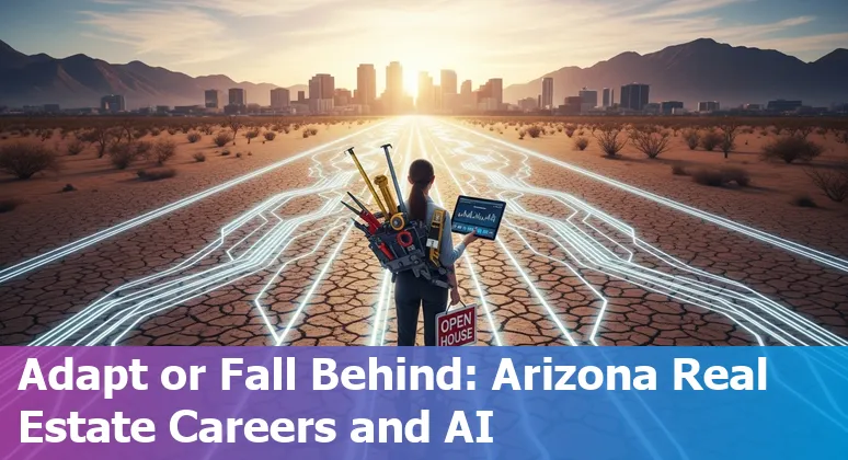 Tucson real estate agent reviewing digital AI tools on a tablet with desert skyline in background