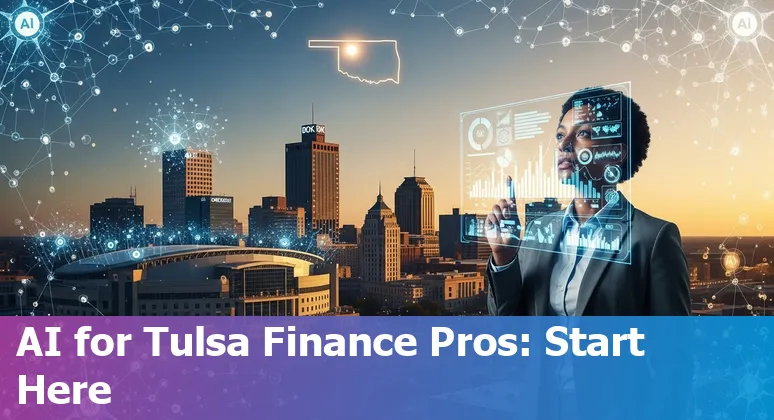 Finance professional using AI tools in Tulsa, Oklahoma in 2025 — University of Tulsa skyline in background