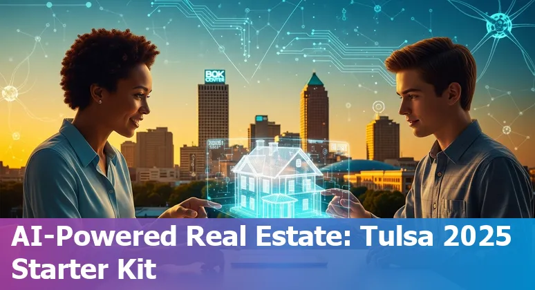 AI tools and Tulsa, Oklahoma skyline illustrating AI in real estate in 2025