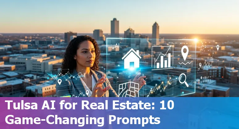 Tulsa neighborhood map with AI icons overlay showing property valuation, site selection, document automation