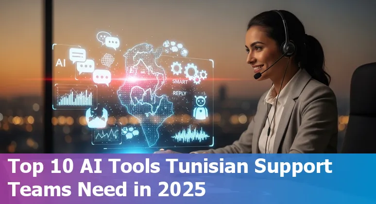 Tunisian customer service team using AI tools (Zendesk, Intercom, ChatGPT) on multiple screens.