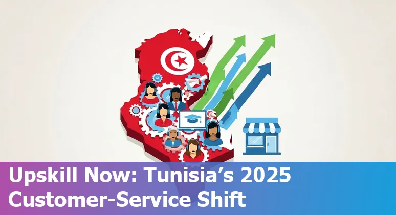 AI chatbot confronting Tunisian customer service agents in Tunisia, 2025 illustration
