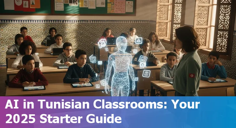 Students and teacher using AI tools in a Tunisian classroom, Tunisia 2025