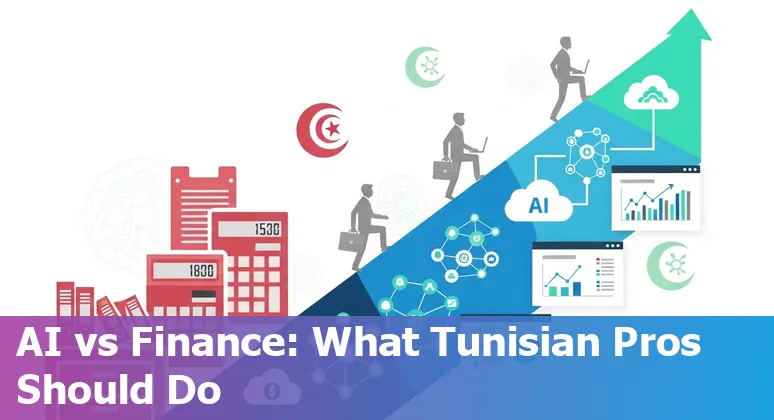 Tunisian finance professionals using AI tools in an office, representing finance jobs and AI adaptation in Tunisia in 2025