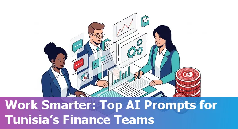 Tunisian finance team using AI prompts on a laptop with financial charts