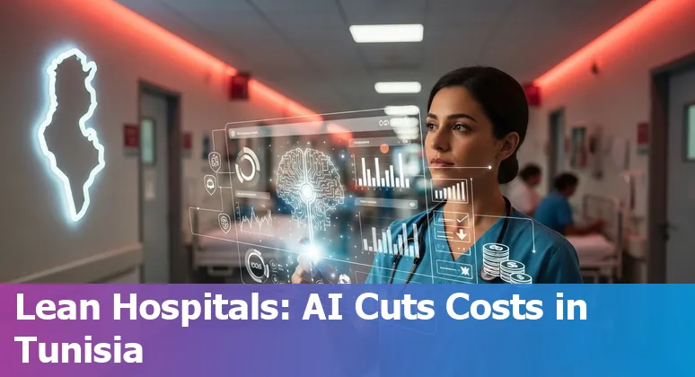 Healthcare staff reviewing AI dashboard reducing costs and wait times at a Tunis hospital, Tunisia
