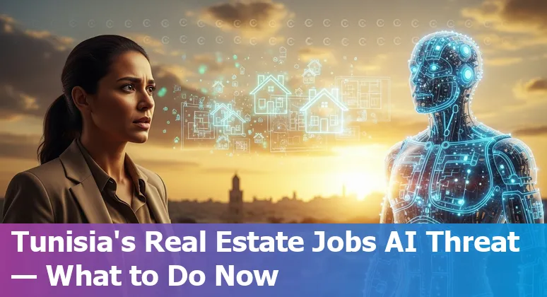 Tunisian real estate professional using AI dashboard with property documents and training materials
