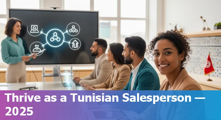 Sales team using AI tools in Tunisia in 2025, Tunisian office collaborating with AI assistant