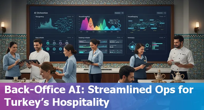 Hotel team using AI dashboard to optimize energy, staffing and guest services in Turkey