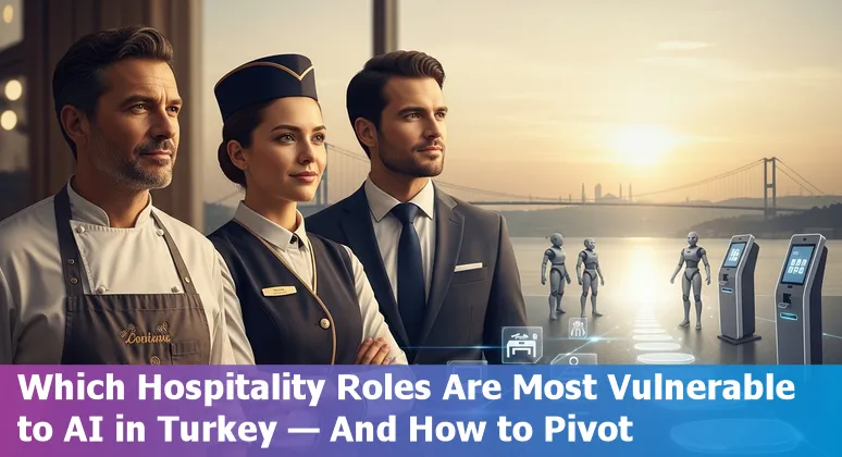 Hotel front desk, service robot and staff training on a laptop in Turkey