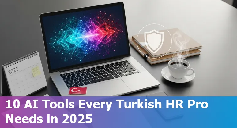 HR professionals in Turkey evaluating AI tools with logos, checklist and Turkish flag elements