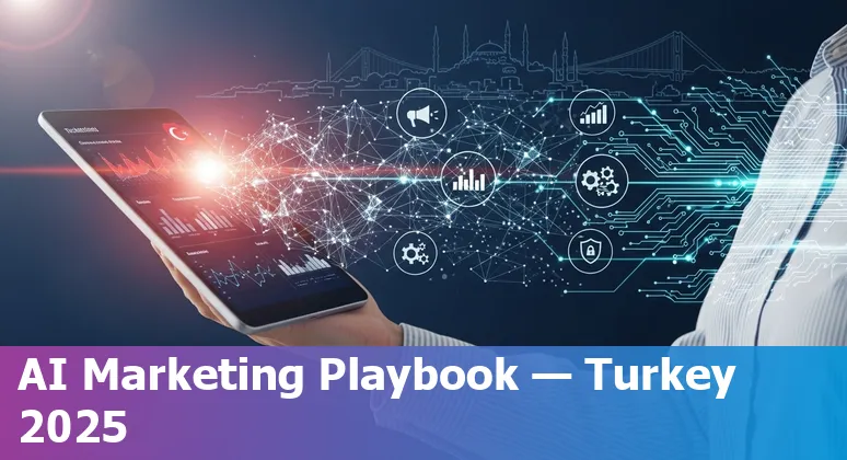 Illustration of AI marketing tools and compliance checklist for marketing professionals in Turkey