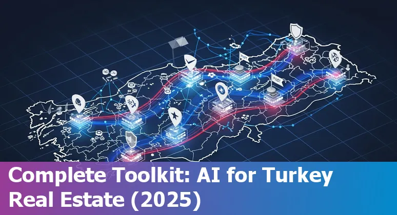 Illustration of AI transforming Turkey real estate market in 2025 with digital twins, smart buildings and data pipelines in Turkey
