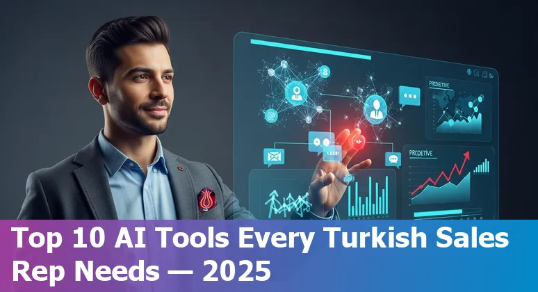 Sales professionals in Turkey reviewing AI sales tool dashboards with Turkish flag accent