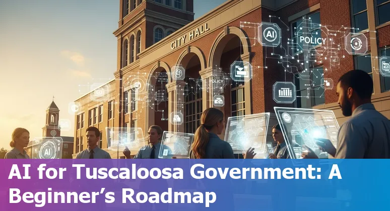 City hall and AI icons overlay — Tuscaloosa, Alabama government AI guide 2025