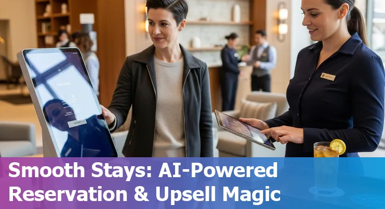 Hotel front desk using AI tools to handle Tuscaloosa game-day reservations and guest messaging.