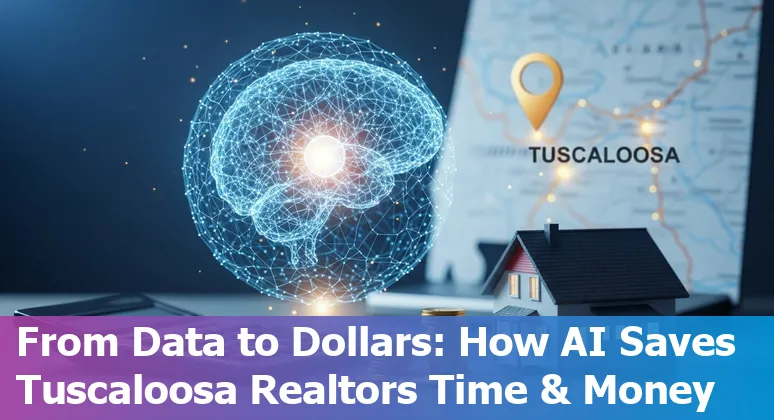 Real estate agent using AI tools on a laptop to manage properties in Tuscaloosa, Alabama