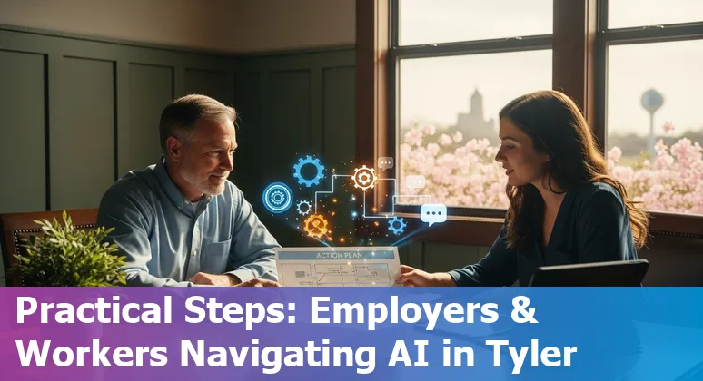 Customer service agent working with AI tools in an office in Tyler, Texas, US