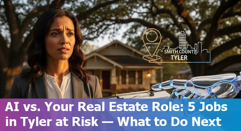 Real estate agent using AI tools on a laptop while touring a Tyler, Texas home.