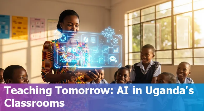 Students and educators in Kampala, Uganda using AI tools during a 2025 education workshop