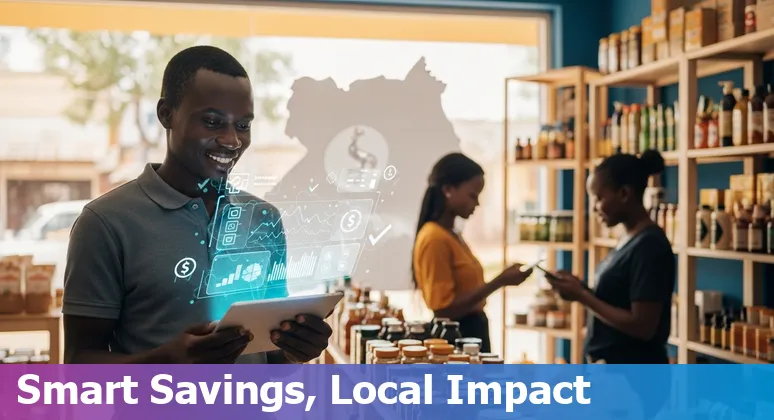 Retail staff in Uganda using an AI dashboard for sales, inventory and delivery optimisation