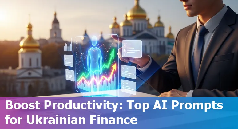 Finance professional in Ukraine using AI on a laptop with cash flow charts and a small Ukrainian flag on the desk.