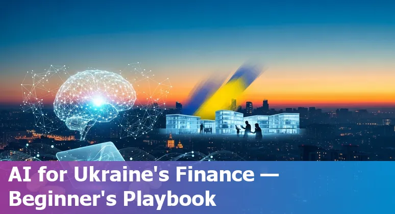 Graphic showing AI in Ukraine financial services 2025 with Diia City, NBU open banking and banking icons