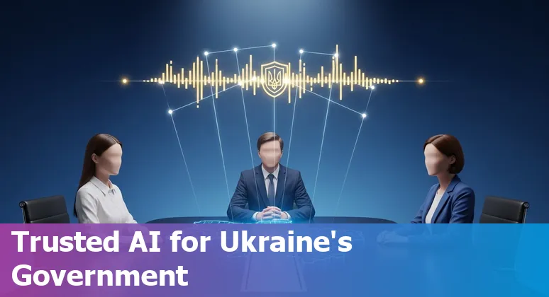 Illustration of Ukraine's government AI ecosystem 2025 showing Diia.AI, the AI Factory and the AI Gateway in Ukraine